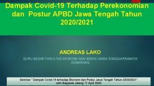 Dampak Covid19 Terhadap Perekonomian dan Postur APBD Jawa