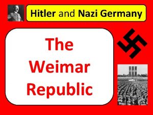 Hitler and Nazi Germany The Weimar Republic The