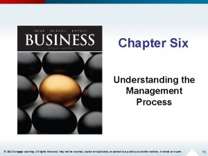 Chapter Six Understanding the Management Process 2012 Cengage