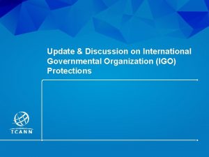 Update Discussion on International Governmental Organization IGO Protections