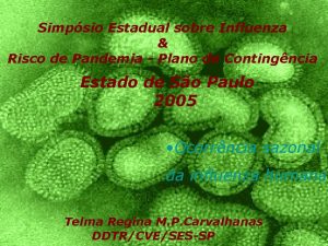 Simpsio Estadual sobre Influenza Risco de Pandemia Plano