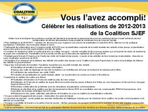 Vous lavez accompli Clbrer les ralisations de 2012