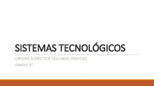 SISTEMAS TECNOLGICOS UNIDAD DIDCTICA SEGUNDO PERIODO GRADO 8