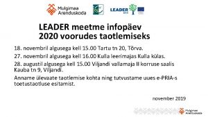 LEADER meetme infopev 2020 voorudes taotlemiseks 18 novembril