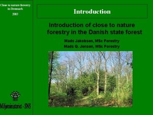 Close to nature forestry in Denmark 2003 Introduction