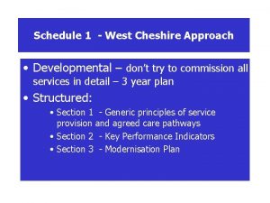 Schedule 1 West Cheshire Approach Developmental dont try