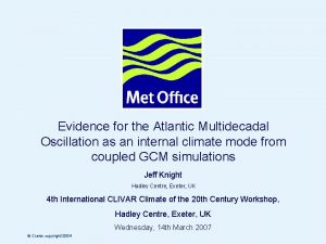 Hadley Centre Evidence for the Atlantic Multidecadal Oscillation