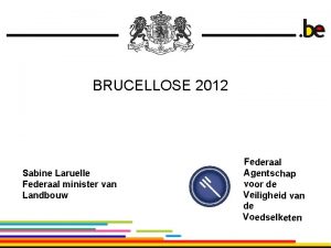 BRUCELLOSE 2012 Sabine Laruelle Federaal minister van Landbouw