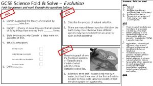 GCSE Science Fold Solve Evolution Fold the answers