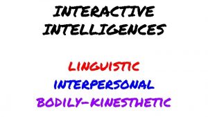 INTERACTIVE INTELLIGENCES linguistic interpersonal bodilykinesthetic Linguistic intelligence The