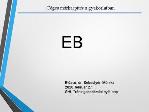 Cges mrkapts a gyakorlatban EB Elad dr Sebestyn