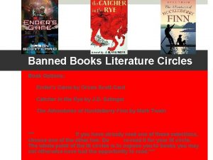 Banned Books Literature Circles Book Options 1 Enders