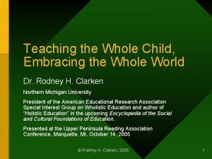 Teaching the Whole Child Embracing the Whole World