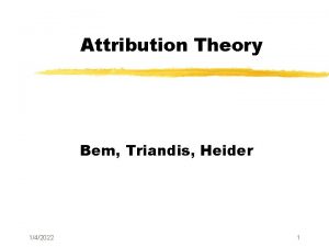 Attribution Theory Bem Triandis Heider 142022 1 1