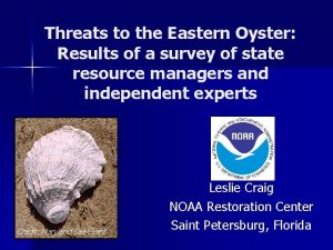 Threats to the Eastern Oyster Results of a