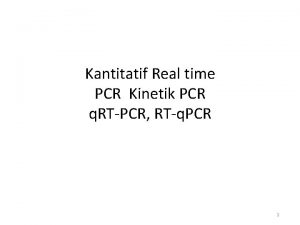 Kantitatif Real time PCR Kinetik PCR q RTPCR