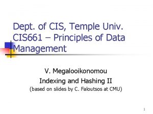Dept of CIS Temple Univ CIS 661 Principles