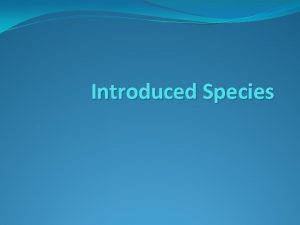 Introduced Species Introduced Species A species that is