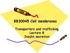 BB 30045 Cell membranes Transporters and trafficking Lecture