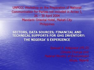 UNFCCC Workshop on the Preparation of National Communication