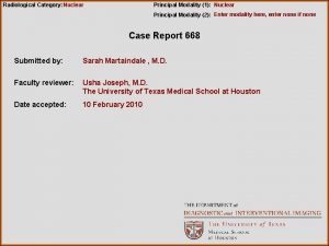 Radiological Category Nuclear Principal Modality 1 Nuclear Principal