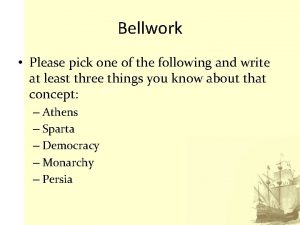 Bellwork Please pick one of the following and