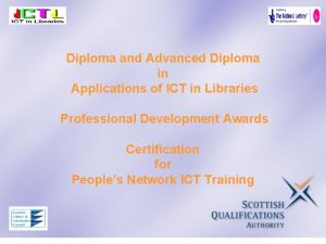 Diploma and Advanced Diploma in Applications of ICT