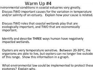 Warm Up 4 Environmental conditions in coastal estuaries