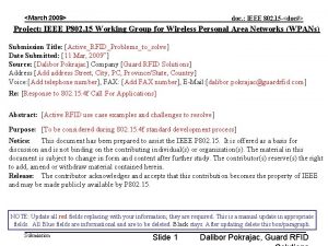 March 2009 doc IEEE 802 15 doc Project