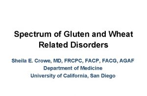 Spectrum of Gluten and Wheat Related Disorders Sheila