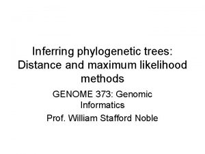 Inferring phylogenetic trees Distance and maximum likelihood methods