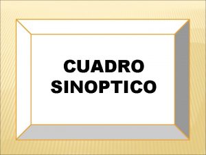 CUADRO SINOPTICO LA SINOPSIS La sinopsis es un