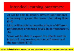 Intended Learning outcomes All will be able to