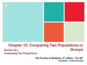 Chapter 10 Comparing Two Populations or Groups Section