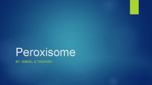 Peroxisome BY ISMAEL TAICHIRO Peroxisome on Animals Peroxisomes