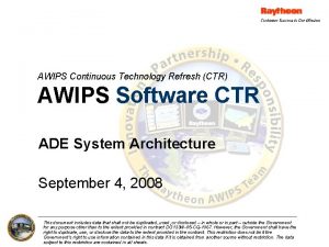 AWIPS Continuous Technology Refresh CTR AWIPS Software CTR