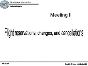 Meeting II Dialogue Travel agency Customer Travel agency