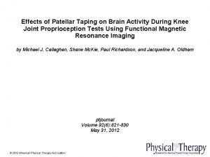 Effects of Patellar Taping on Brain Activity During