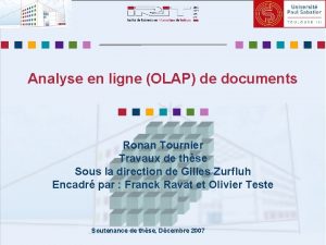 Analyse en ligne OLAP de documents Ronan Tournier