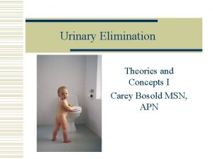 Urinary Elimination Theories and Concepts I Carey Bosold