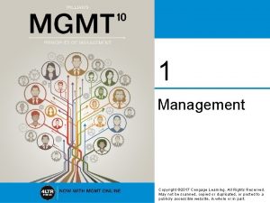 1 Management Copyright 2017 Cengage Learning All Rights