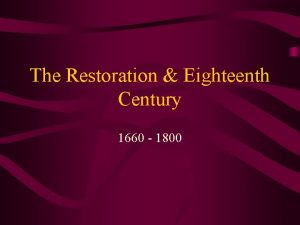 The Restoration Eighteenth Century 1660 1800 Literary Events