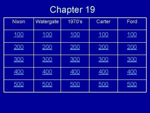Chapter 19 Nixon Watergate 1970s Carter Ford 100