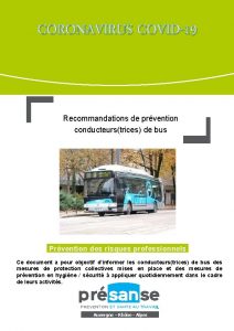 CORONAVIRUS COVID19 Recommandations de prvention conducteurstrices de bus