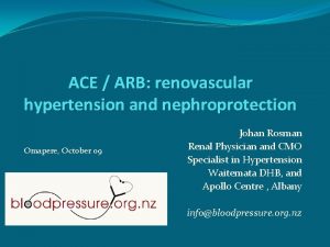 ACE ARB renovascular hypertension and nephroprotection Omapere October