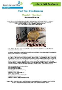 Start Your Own Business Module 5 Workbook Business