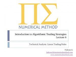 Introduction to Algorithmic Trading Strategies Lecture 6 Technical