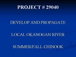 PROJECT 29040 DEVELOP AND PROPAGATE LOCAL OKANOGAN RIVER