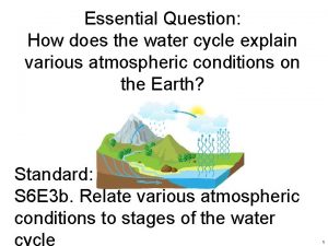 Essential Question How does the water cycle explain