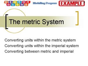 The metric System Converting units within the metric